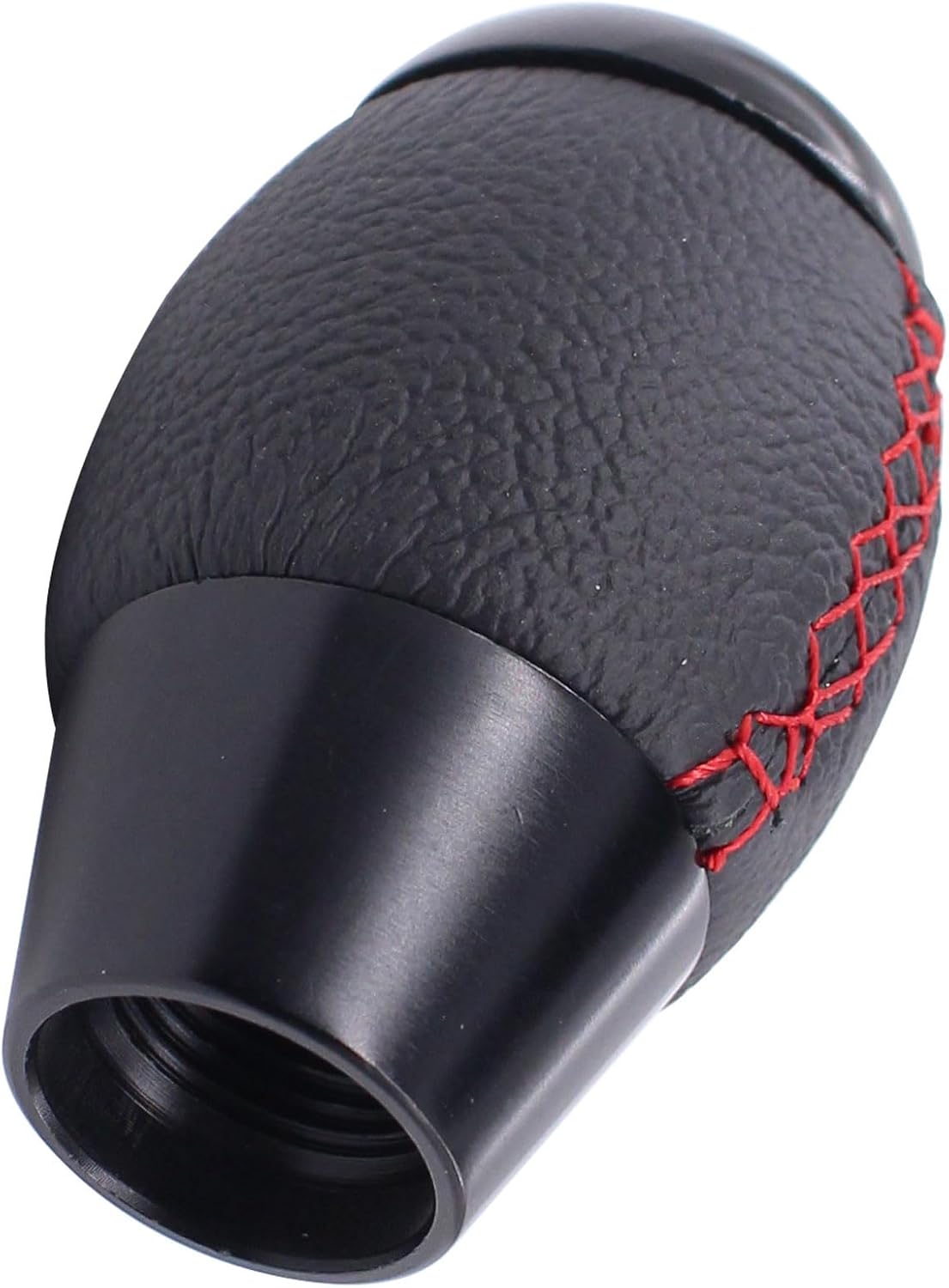 ApplianPar 5 Speed Black Leather Gear Shift Knob and Suede Boot Red Stitch Shifter Lever Boot Knob Cover Combo Kit for Civic CRX