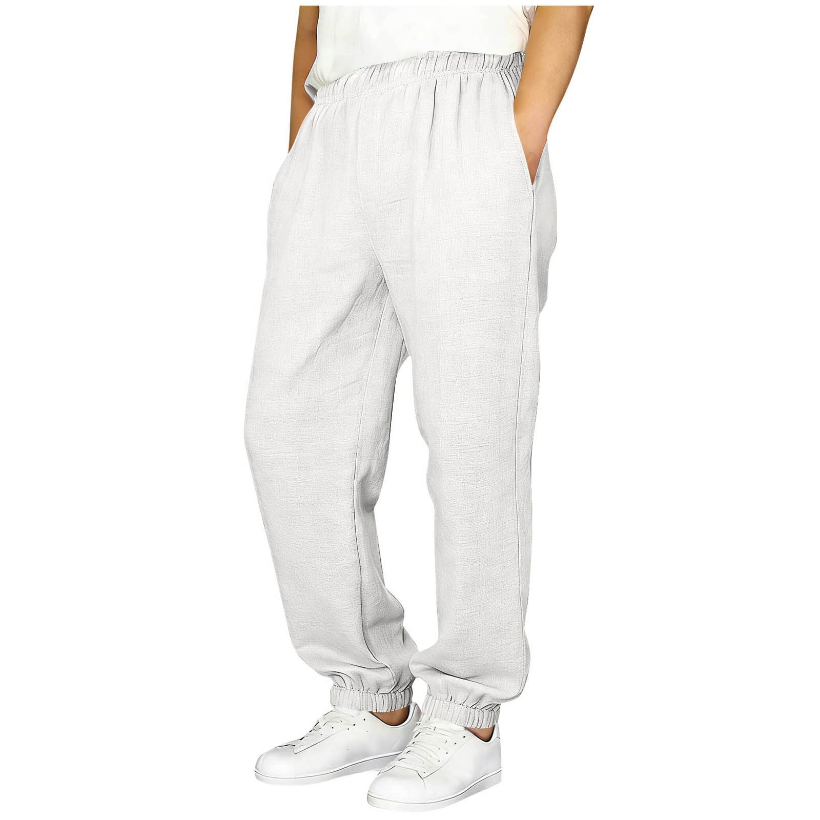 Pantanlones de Lino para Niños,Algodón y Lino Pantanlon Chandal Niño Cintura Elástica Pantalón Chino Largo Sueltos con Bolsillos Cómodo Transpirable Jogging Pants Ropa Adolescentes Chicos 5-15 Años