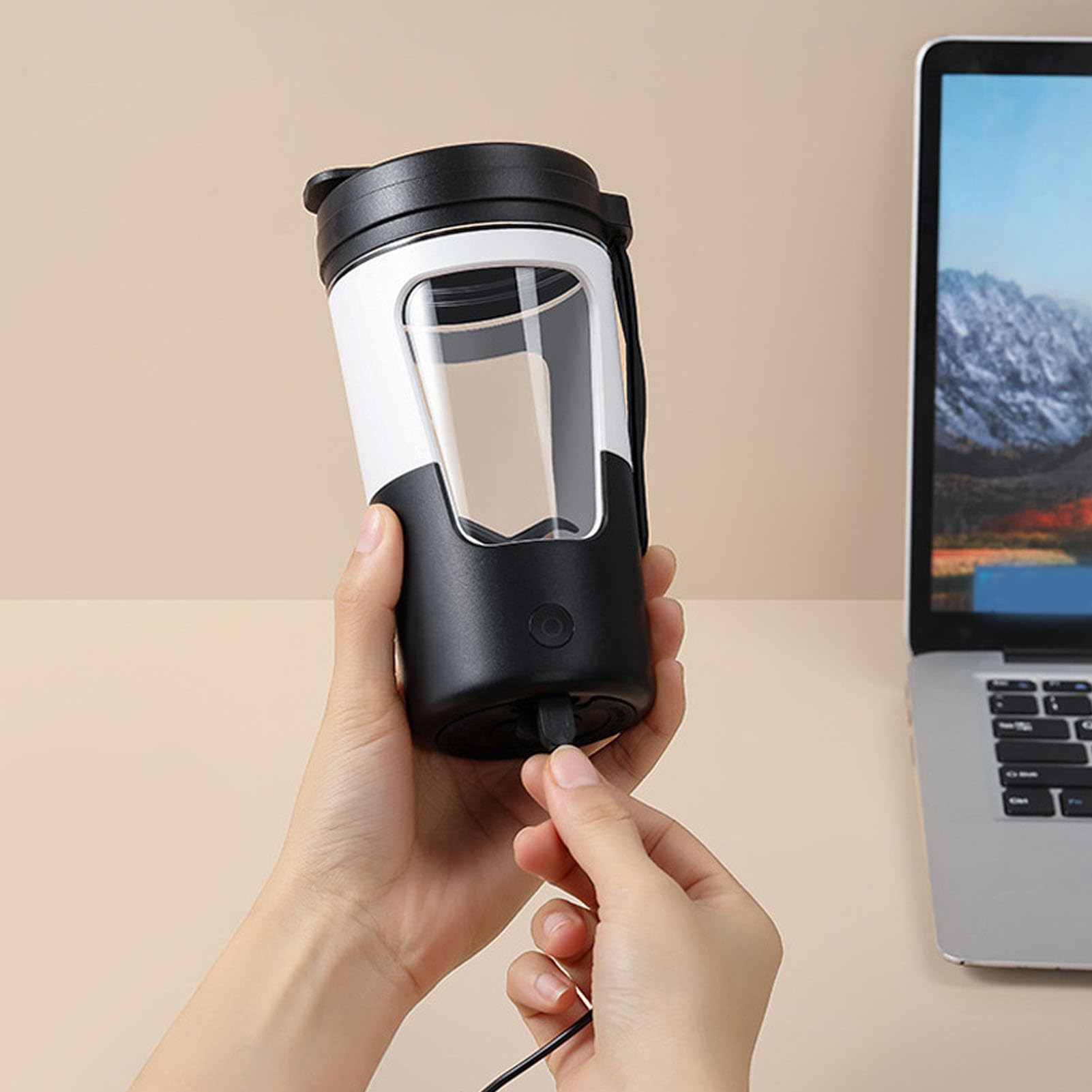 Natudeco Self Stirring Coffee Mug 430ml Automatic Mixing Mug 7000rpm IPX5 USB Rechargeable Stirring Cup for Protein Shakes Cocoa