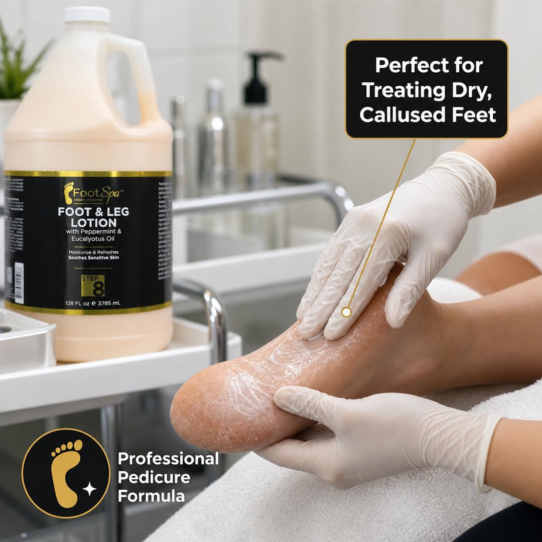 FootSpa Therapeutic Foot & Leg Massage Lotion, Peppermint & Eucalyptus, 128 Oz