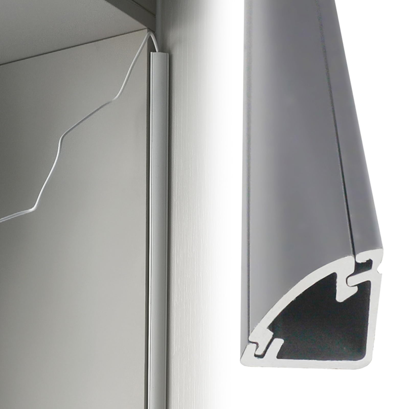 RENLXFI Grey Cable Cover for Wall/Floor, Aluminium Corner Cables Management Under Desk Raceway for Indoor Outdoor Hide Wires, Waterproof Power Cord Wire Protector(8m/26.2ft-(8x1m),24mm W)