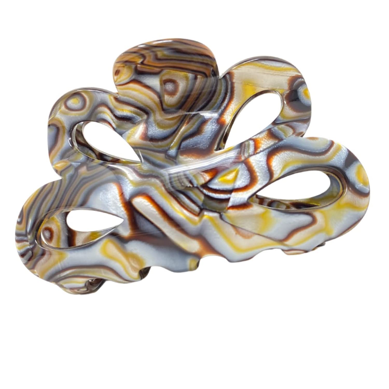 French Amie Fermaglio per capelli a molla con rivestimento in acetato di cellulosa e argento, piccolo, 7,6 cm, realizzato in Francia (onice argento)