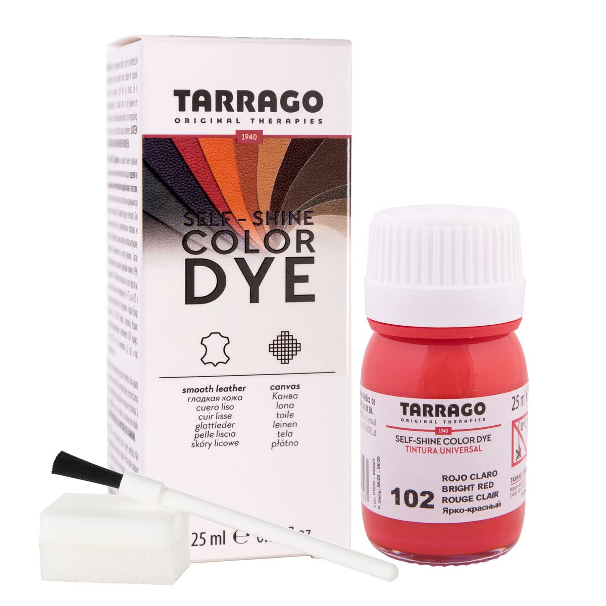 Tinte para Zapatos y Bolsos de Cuero y Textil con Esponja y Brocha | Cubre Rozaduras y Desgastes del Calzado | Gama de 90 colores — view 52