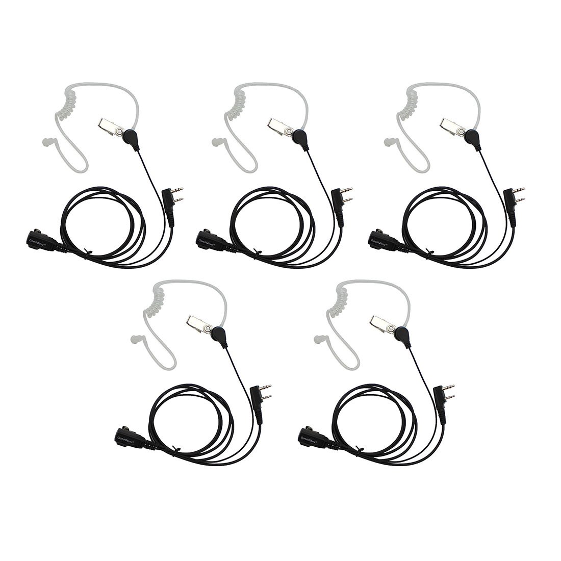 2 Pin PTT Mikrofon Akustikschlauch Ohrhörer Headset für Kenwood Quansheng TYT Baofeng Mikrofon 666S 888S Retevis H 2-Wege Radio Walkie Talkie (5 Stück)
