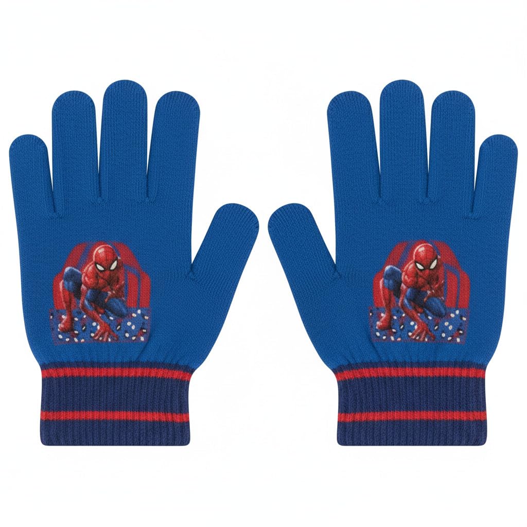 ILS I LOVE SHOPPING Gants d'hiver pour enfants 2 pcs Hiver Unisexe Taille unique (SPIDERMAN Bleu clair)