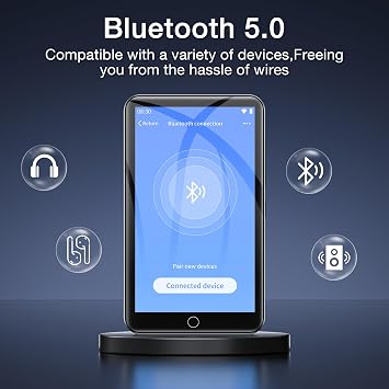 Diofox MP3 Player with Bluetooth and WiFi, 80GB 4.0 Music Player with Spotify,Amazon Music,YouTube,Parental Control Android Mainstrem Media MP4/MP3 Player for Kids up to 1TB,Black (Black)