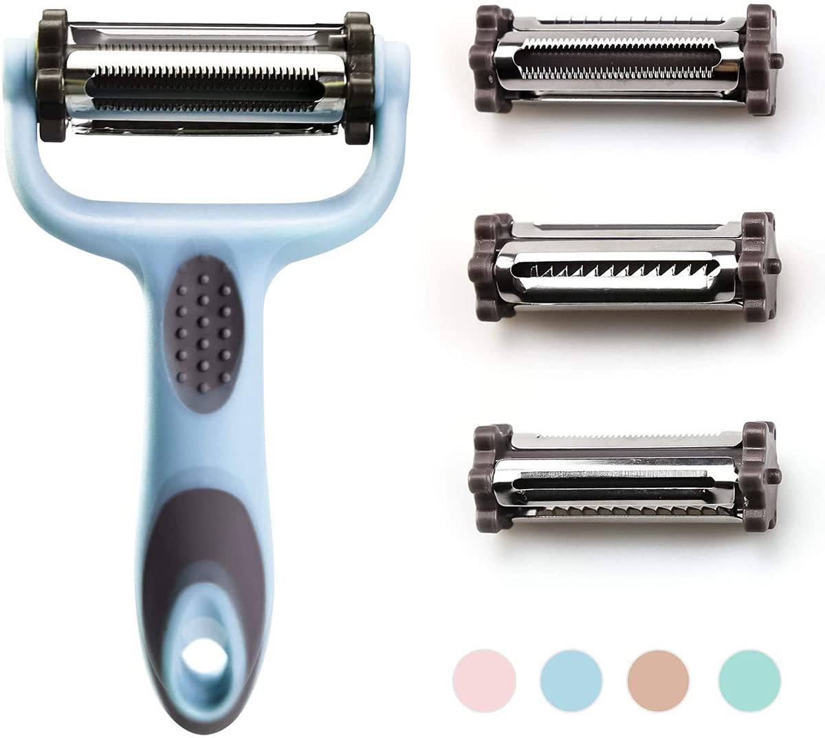 DELFINO Multifunctional Kitchen Peeler and Potato Peeler, Stainless Steel Peelers for Vegetables, Carrots, and Fruits, with Sharp Blades, Multi-Functional Kitchen Tools 3-in-1(Blue)