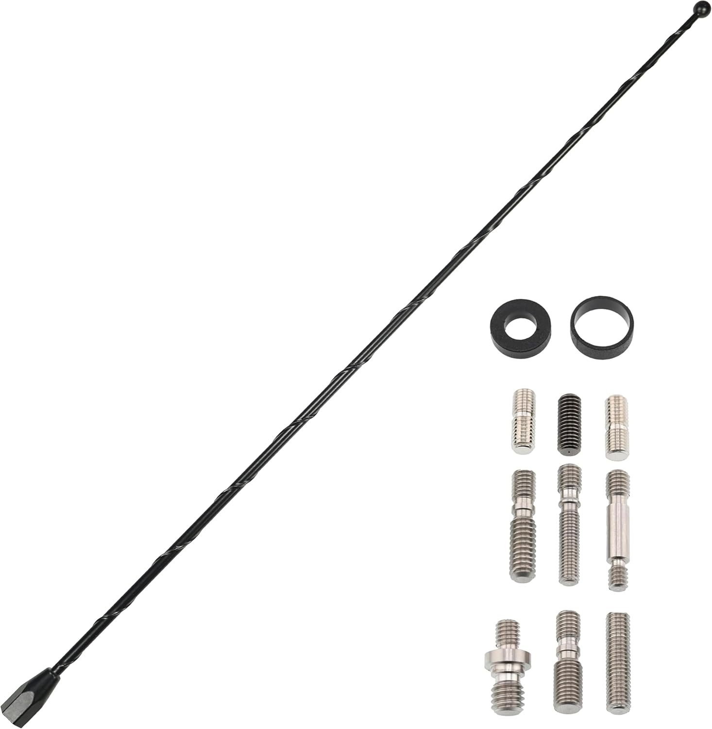 Votex – 15 Inch Black Antenna – Spiral Wind Noise Cancellation – Spring Steel Construction – Stainless Steel Threading Votex – 15 Inch Black Antenna – Spiral Wind Noise Cancellation – Spring Steel Construction – Stainless Steel Threading