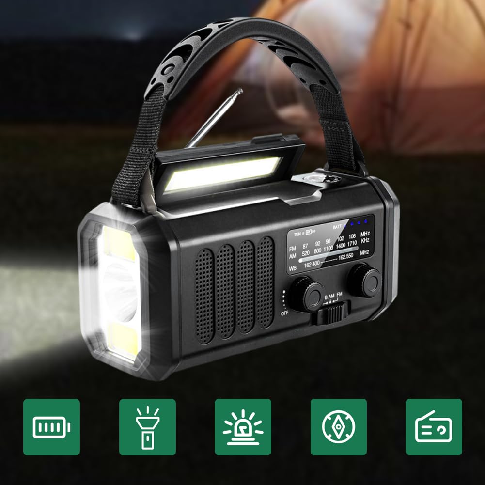 Awaryjne radio korbowe 20000mAh solarne z latarką do czytania latarką SOS radio alarmowe na kemping