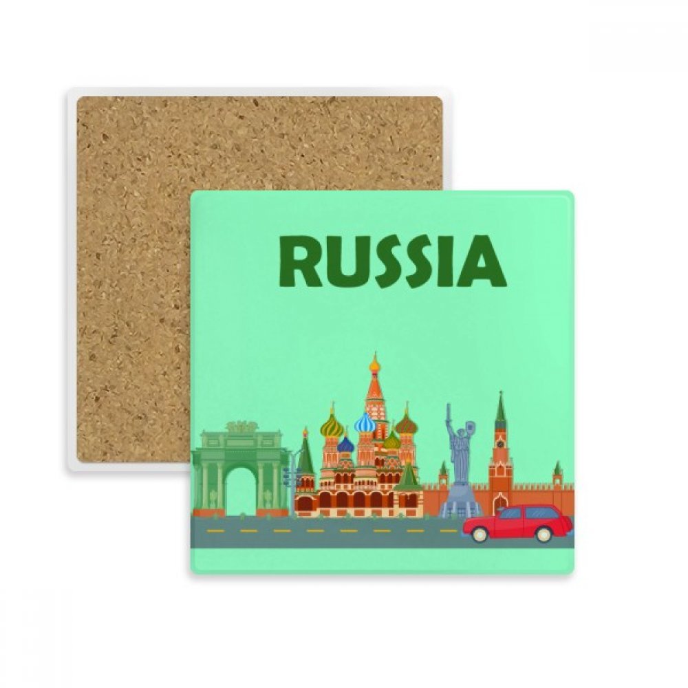Sous-verre pierre absorbante tasse et verre motif multicolore Kremlin de Russie
