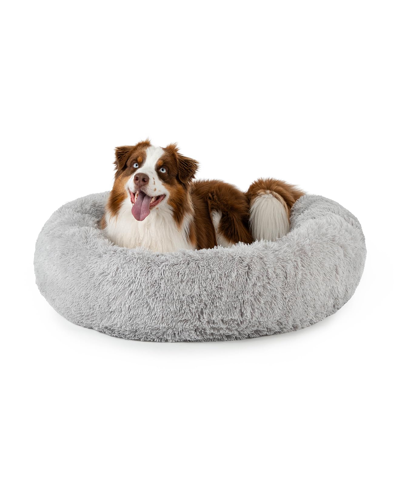 Lit donut pour chiens et chats lionto lit rond moelleux gris clair Ø100 cm