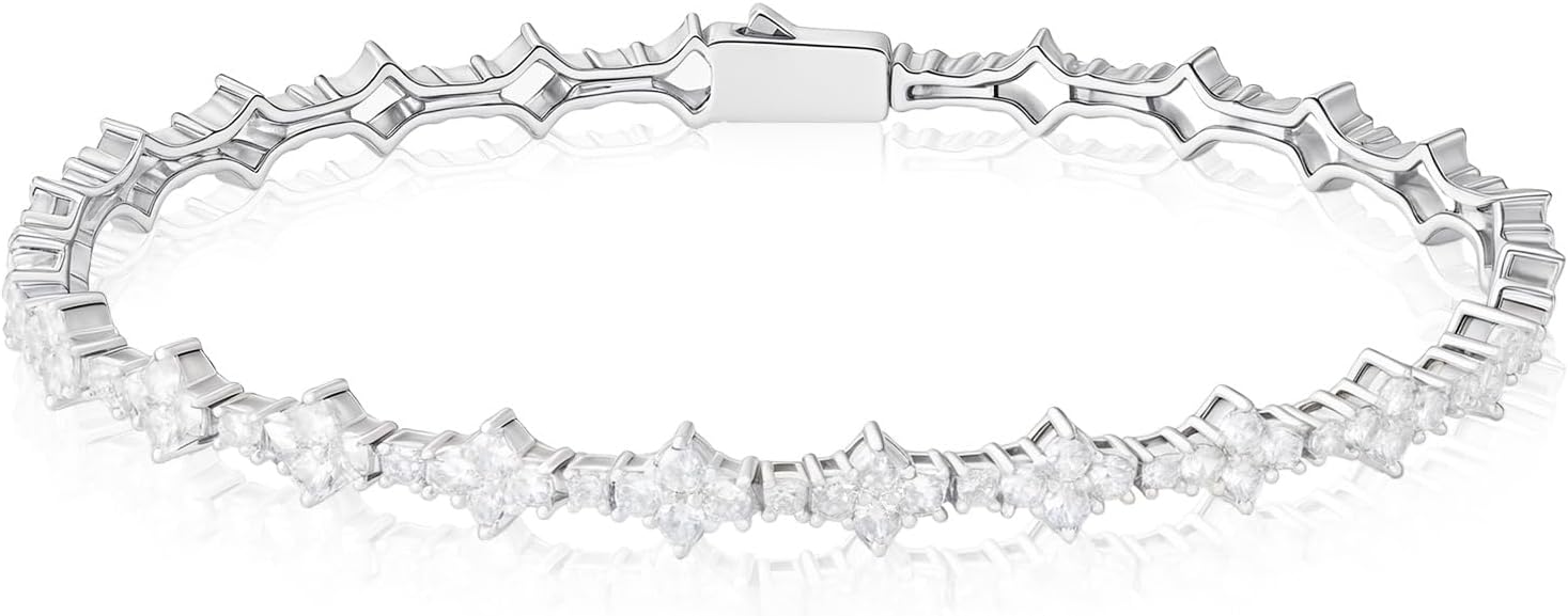Star Tennis Bracelet for Men Women - 6mm Sparkling Iced Out 18K Gold Plated 5A+ Black/Cubic Zirconia Jewelry - Created Diamond Party Gifts 7.1"-9.1"