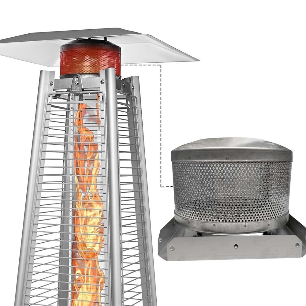 Calentador de Patio con Red de combustión, Pantalla emisora y Base, Calentador piramidal de 4 Lados, Piezas de Repuesto, reemplazo de Pantalla emisora