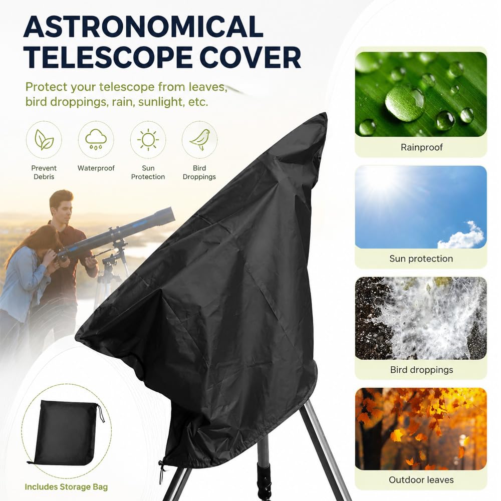 Couverture de Télescope Imperméable pour Explore Scientific FirstLight AR80/640 AZ 2017–2026,420D Housse télescope Coupe-Vent protège Contre Le Froid,Black