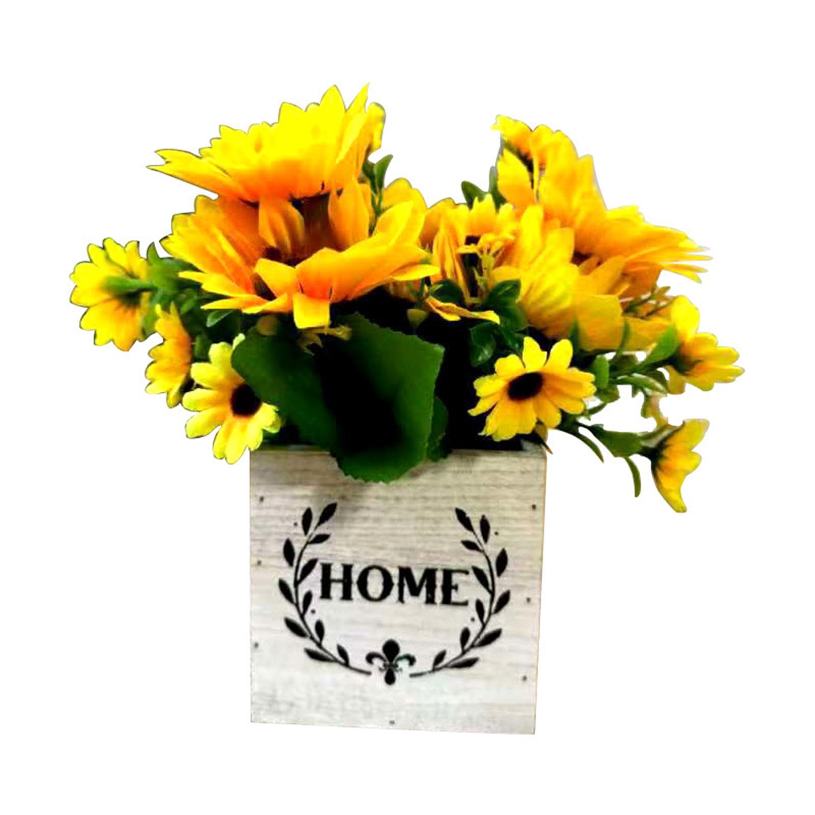Buxuaaaa Artificial Flower Plant in Wood Planter Realistic Artificial Flower Bouquets with Vase for Patio Windowsills Yard Garden Windowsill Planter Box for Succulents