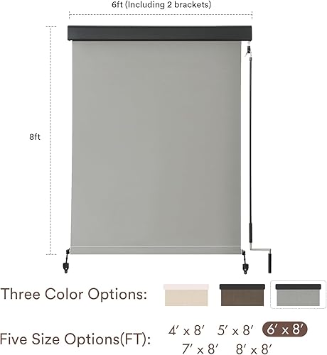 Miniatura 7 de VICLLAX Persiana enrollable de alta calidad para exteriores, tela de PVC, persiana enrollable para exteriores, funciona con cenefa protectora de