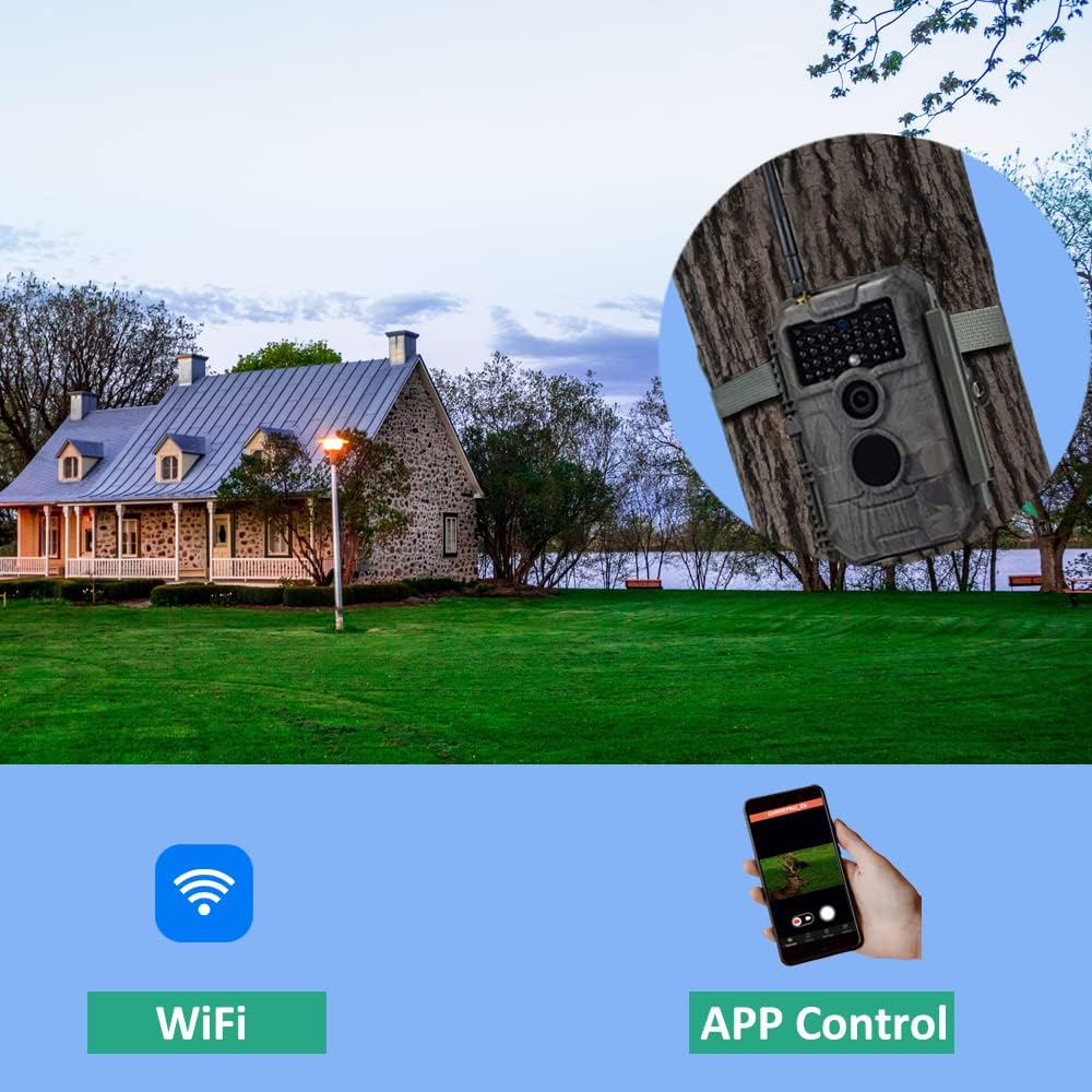 GardePro E6 Trail Camera, WiFi Blueooth, 48MP 1296p, Game Cameras with No Glow Night Vision, External Antenna, Motion Activated, Waterpoof - Image 2