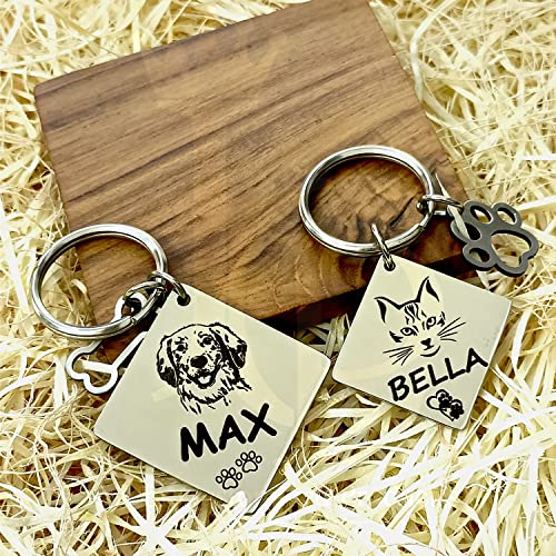 Image of Jypr Customized Product's Pet Id Tag Personalize Black Engraved Name Collar Tag For Your Loving Pet Dog, Cat, Puppy, Horse (Square Shape Face Tag 2 Mm Thick