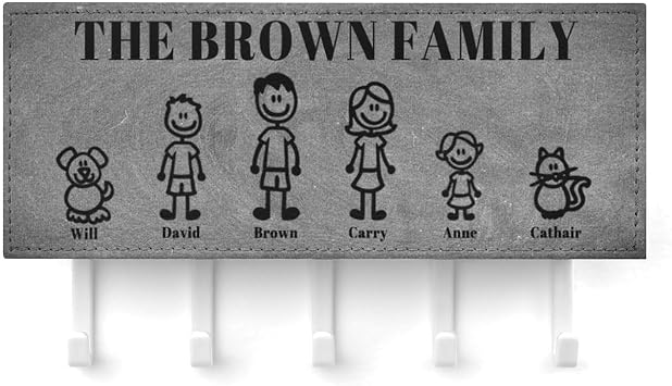 Customized Key Hooks for Wall - with familys Name Key Hanger - Personalized Family Name Key Holder - Custom Name Key Rack for Couple, Husband, Wife, Couples Gifts for Him, Gifts for Her