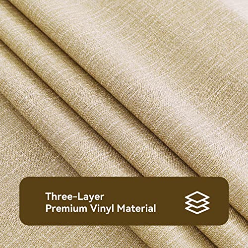 Image of Romanstile 100% Waterproof PVC Tablecloth, Rectangle Oil Spill Proof Stain Resistant Vinyl Table Cloth, Wipe Clean Plastic Table Covers for Kitchen /Dining /Parties - 54 x 120 Inch, Khaki