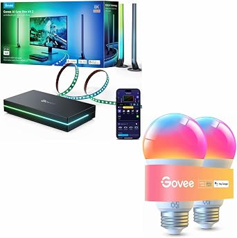 Govee HDMI 2.1 Sync Box Kit 2 Bundle with Govee LED Smart Light Bulbs 1000LM