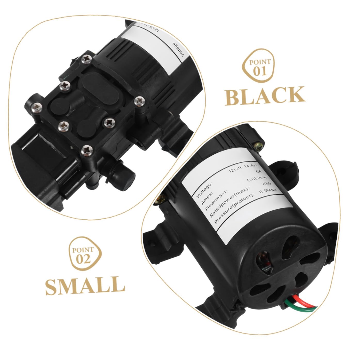 Bomba de Diafragma 12 V 70 W 6 L/Reinicio Automático