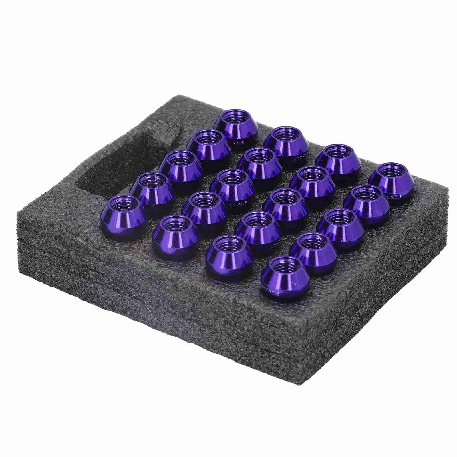 Pernos de Rueda, 20 Piezas M12x1.5 Tuercas de Rueda Juego de Piezas de Accesorios de Rueda con Llave de Vaso Reemplazo de Alta Dureza para Focus(Púrpura)