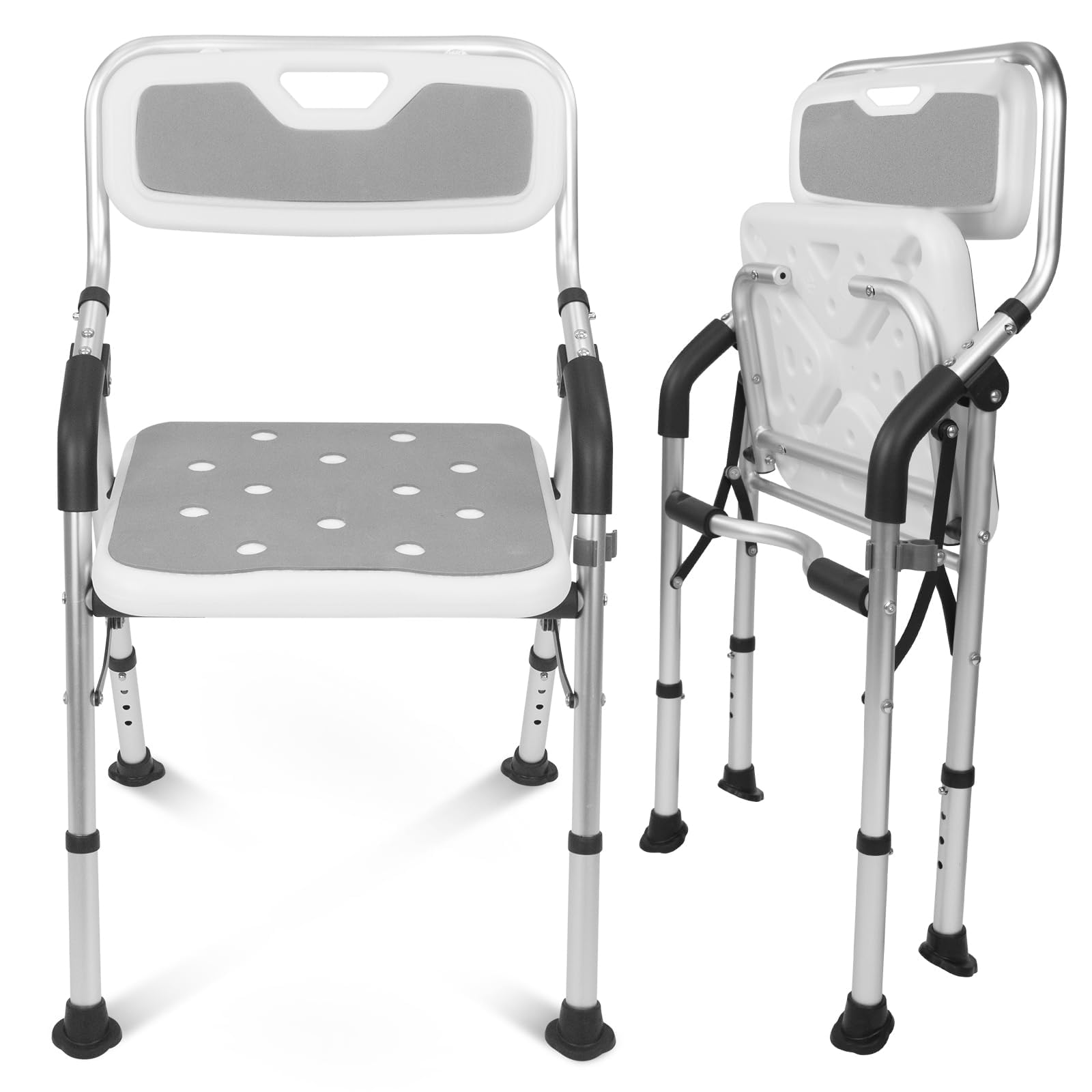 Vive Shower Chair for Elderly and Disabled - Folding Seat with Arms and Back - Foldable Bathroom Chairs for Sitting, Inside Shower - Portable for