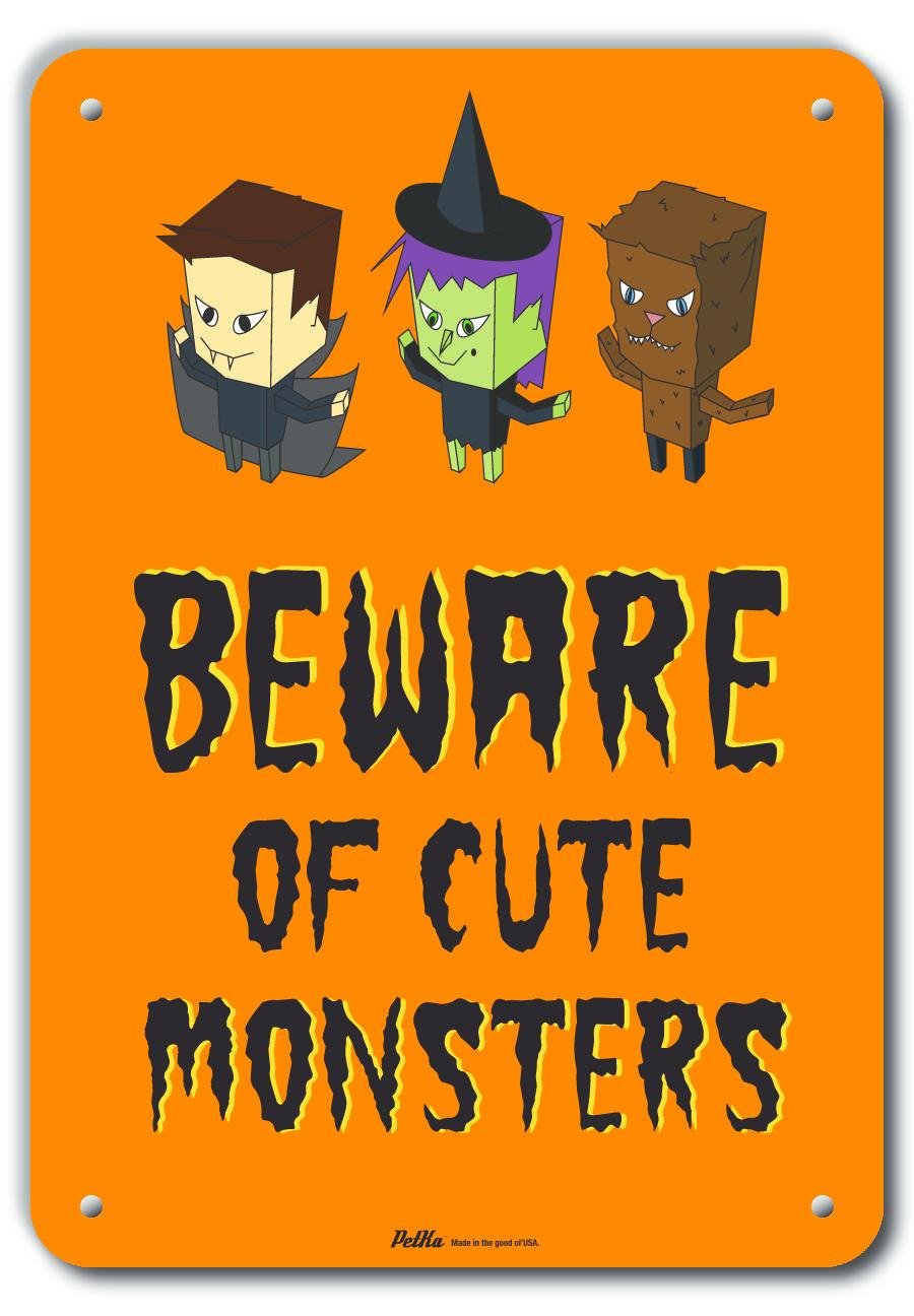 Panneau en plastique Beware of Cute Monsters : plaque murale enfant 25x35cm