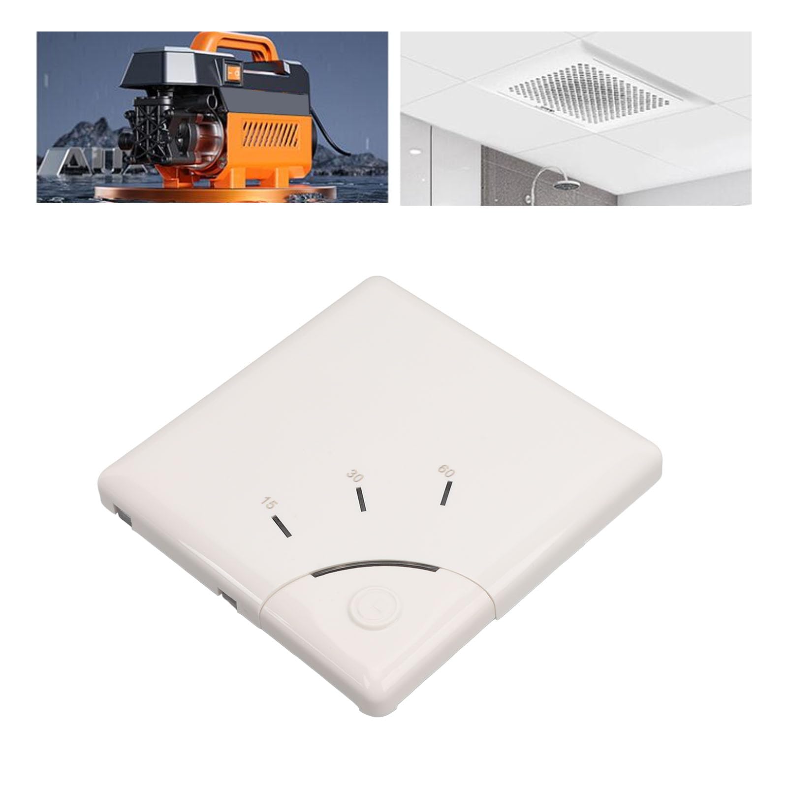 Minuterie Murale Interrupteur, Compte à Rebours 15/30/60 Minutes, Économie d'Énergie avec Alimentation 100-265V, pour Ventilateur, Éclairage et Appareils Électroménagers