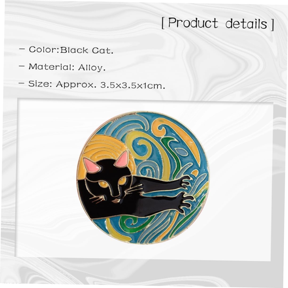 Broches exquisitos de aleación esmaltada con diseño de Gato de Dibujos Animados Vintage para Mujer.