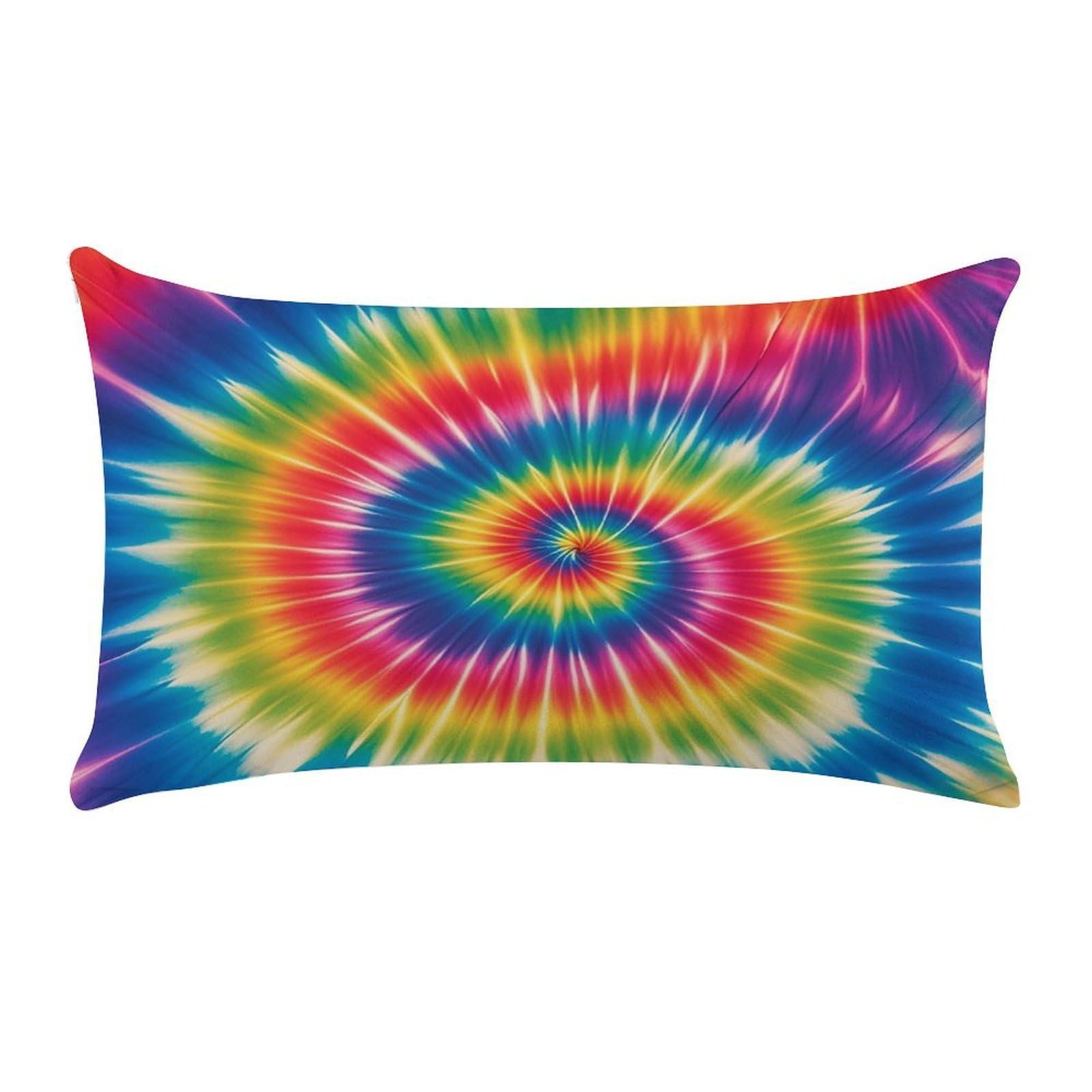 Tie Dye Rainbow Pillow Case Decorative Rectangle Throw Pillow Cover Soft Plush Pillowcase Cozy Cushion Case Modern Pillow Sham Cushion Cover for Bedroom Sofa Couch 20 X 12 Inch