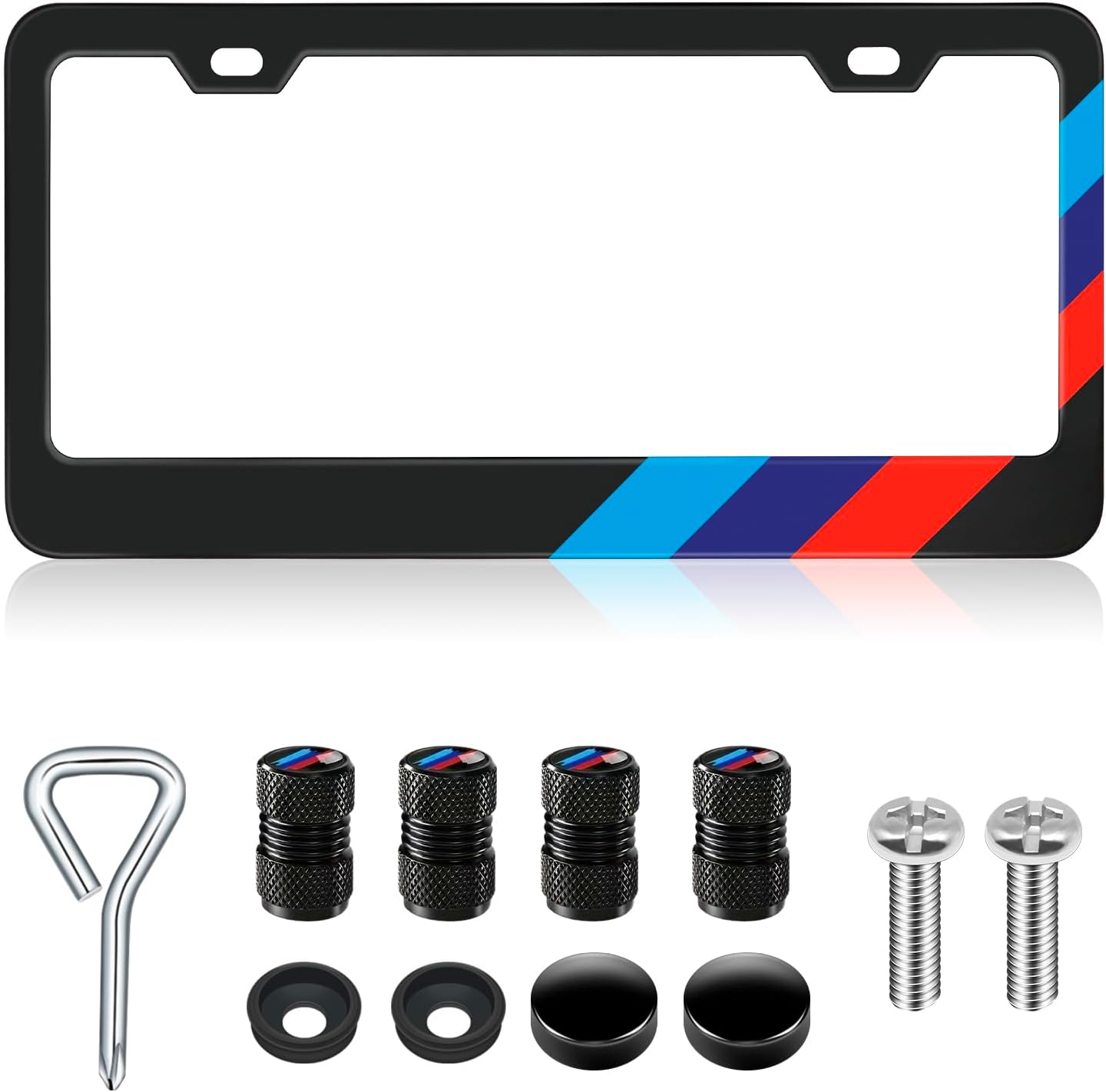 License Plate Frames for BMW Accessories Universal Solid Rust-Proof Aluminum Matte Black License Plate Cover for Front and Rear Car Tags (1 PC)