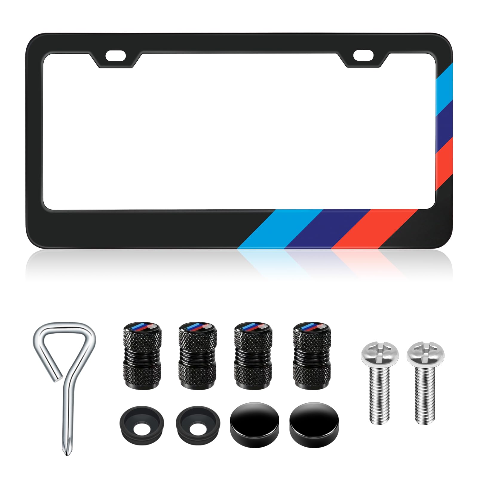 License Plate Frames for BMW Accessories Universal Solid Rust-Proof Aluminum Matte Black License Plate Cover for Front and Rear Car Tags (1 PC)