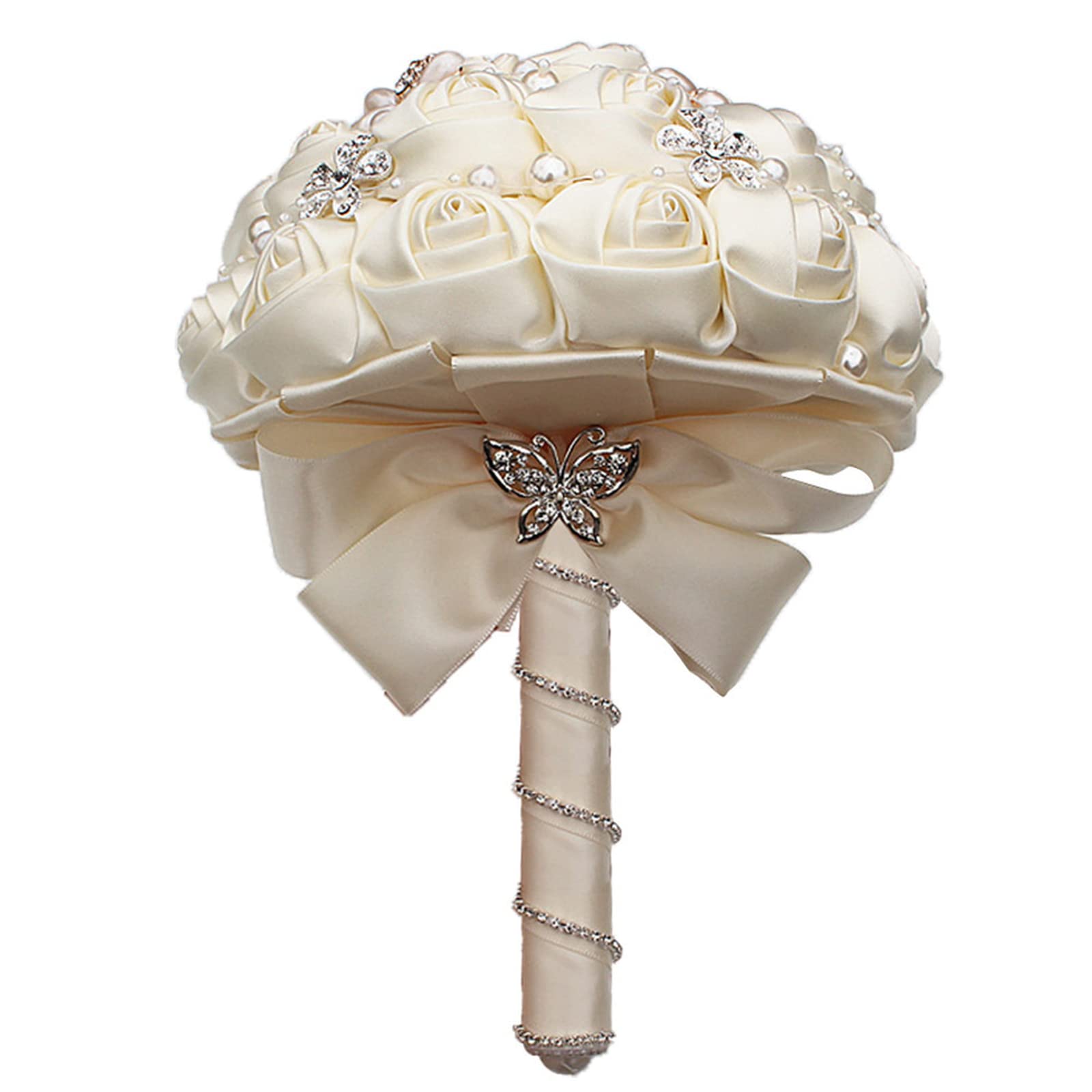 Bouquet de mariée en cristal fait main blanc chic