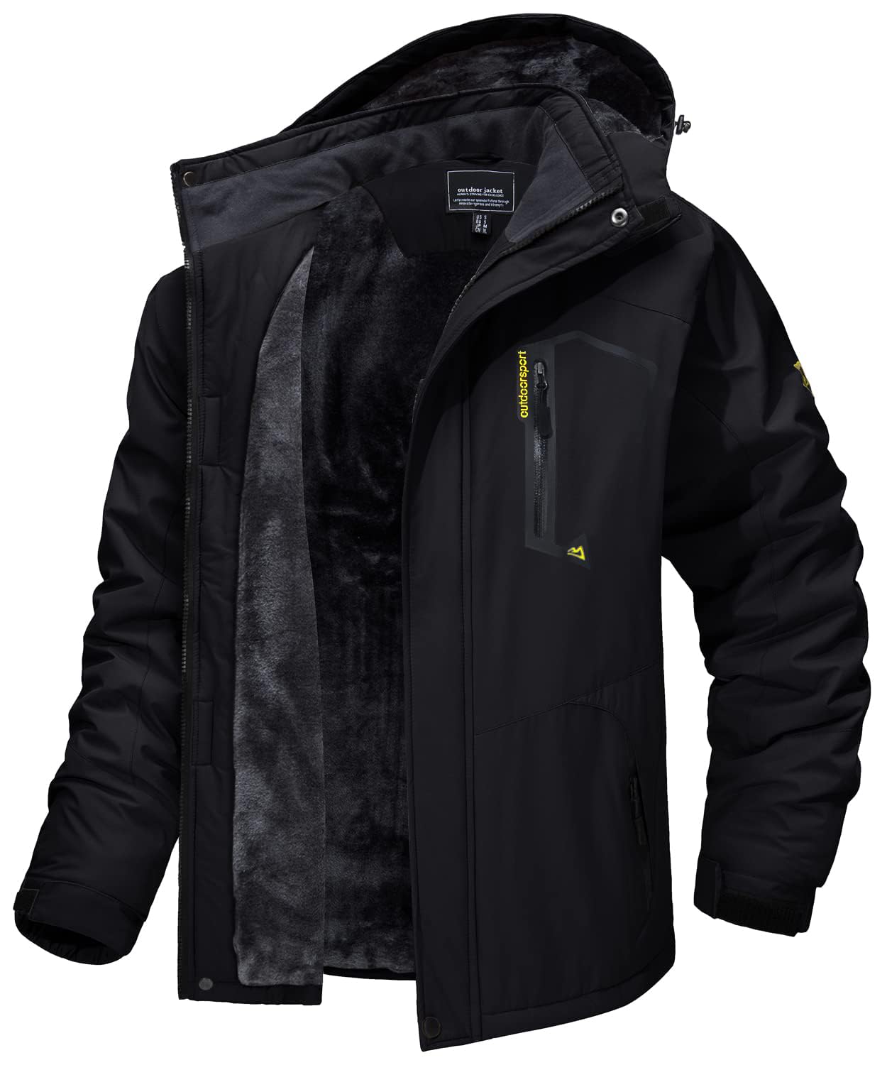 MAGCOMSEN Giacca da Sci Impermeabile da Uomo Antivento da Montagna Parka in Pile con Cappuccio