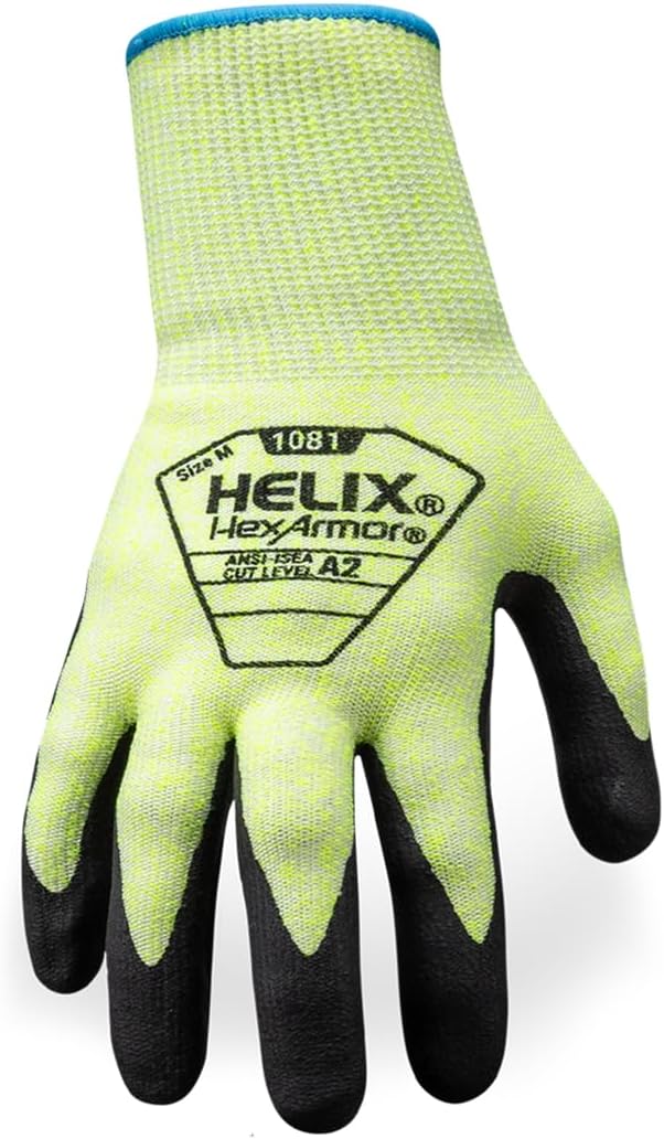HexArmor | Foam Nitrile Palm Coating | A2 Level Cut-Resistance | 13-Gauge Seamless Knit | Safety Gloves | Helix 1081