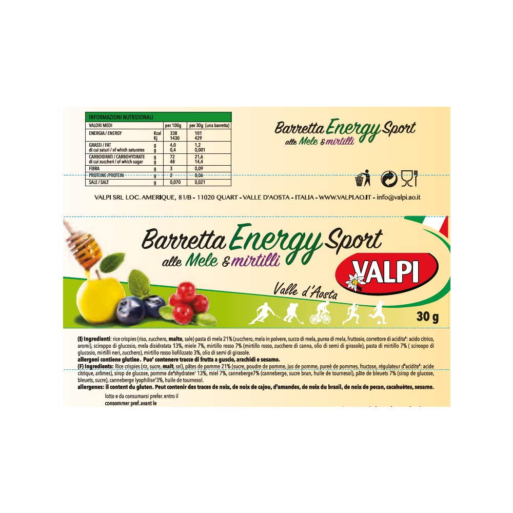 25 Barrette Energy Sport alle Mele e Mirtilli 35 gr