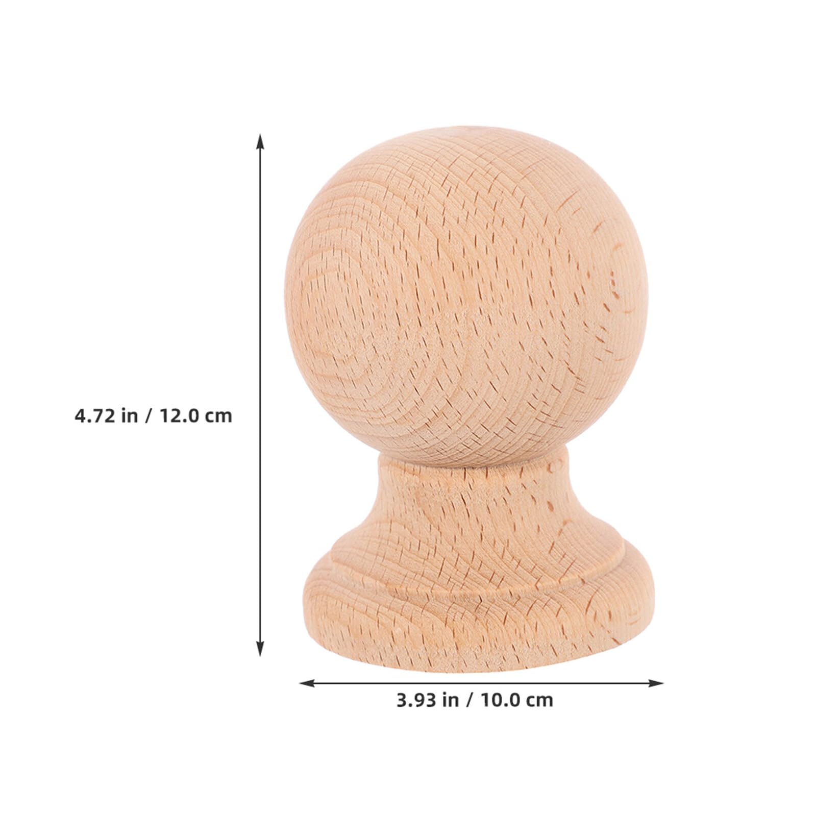 SHINEOFI 3 Pièces Embouts Décoratifs en Bois Brut pour Tringles à Rideaux, Finition Sphérique, pour Aménagement Intérieur et Bricolage