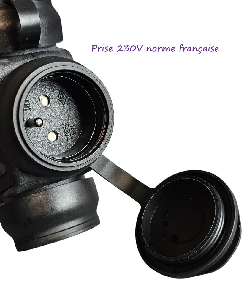 RoadEu | Adaptateur CEE 32A 5P vers Triple Prise 230V 2P+E | Coffret IP44 avec 3 Disjoncteurs C16 | Câble Caoutchouc 1 m | Distribution Sécurisée pour Chantier & Camping