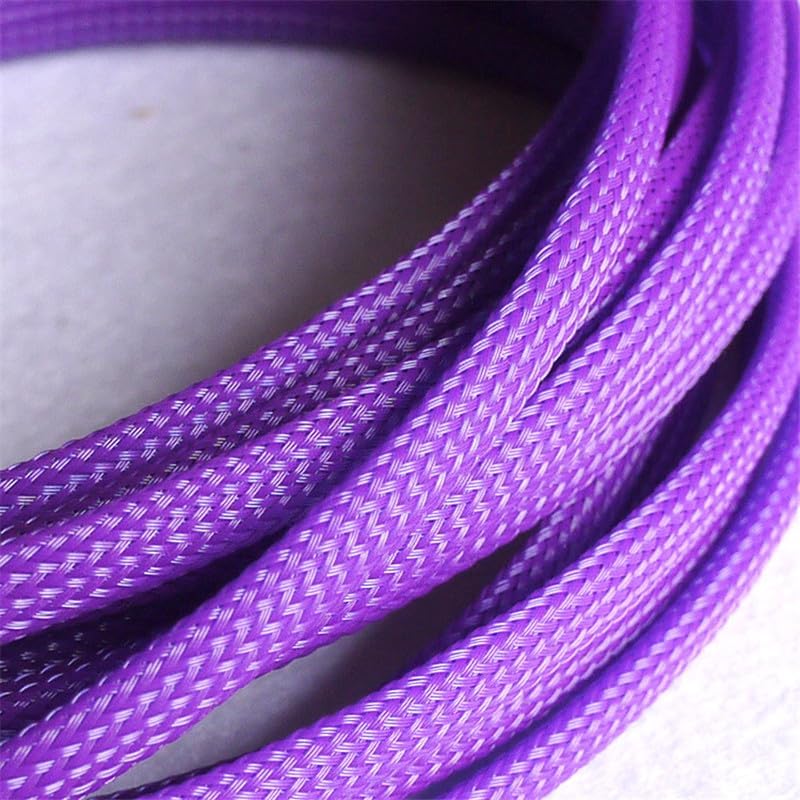 5/20/50/200 Meters Purple - 6mm PET Expandable Sleeving High Density Sheathing Plaited Cable Sleeves - (Color: 50m Purple)