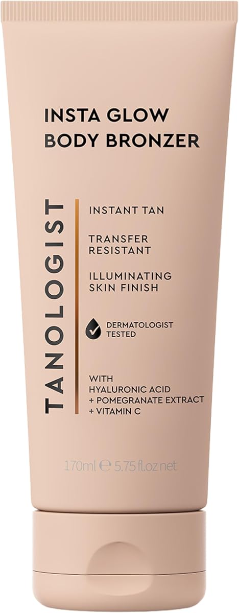 Tanologist Insta Glow Body Bronzer, Instant Illuminating Self-Tan | Self tanner glow fast, self tanner lotion for sunless tanning, wash-off, shimmer, hyaluronic acid and vitamin C