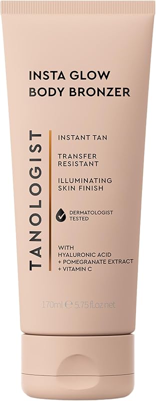 Tanologist Insta Glow Body Bronzer, Instant Illuminating Self-Tan | Self tanner glow fast, self tanner lotion for sunless tanning, wash-off, shimmer, hyaluronic acid and vitamin C