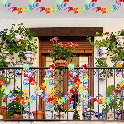 Image of JOVITEC 10 Pack Lei Hawaiian Flower Garland, 10 Feet Each Tropical Flower Lei Garland for Luau Decorations, Hawaiian Party Supplies, Summer Beach Birthday Indoor Outdoor Decor