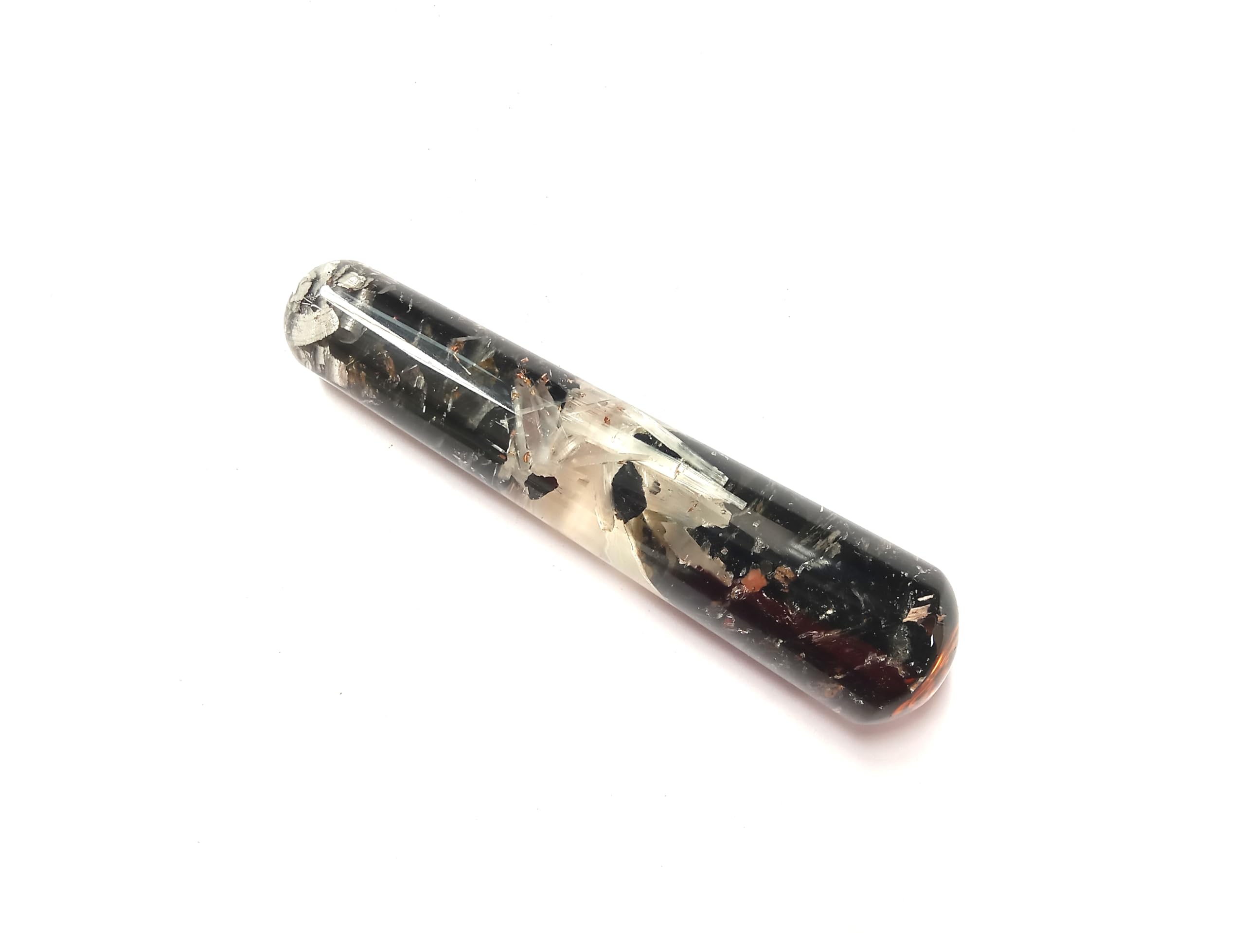 PRAJET CRYSTALSEnergized Orgonite Smooth Massage Wand Stick Energetic Copper Chokurei Reiki Healing Genuine Divine (B.Tpurmaine+ Selenite Smooth)