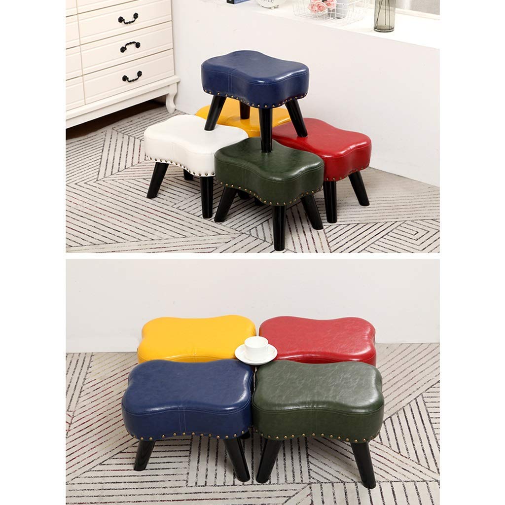 Pouf nordique en cuir PU vert avec siège rembourré pour salon gzz