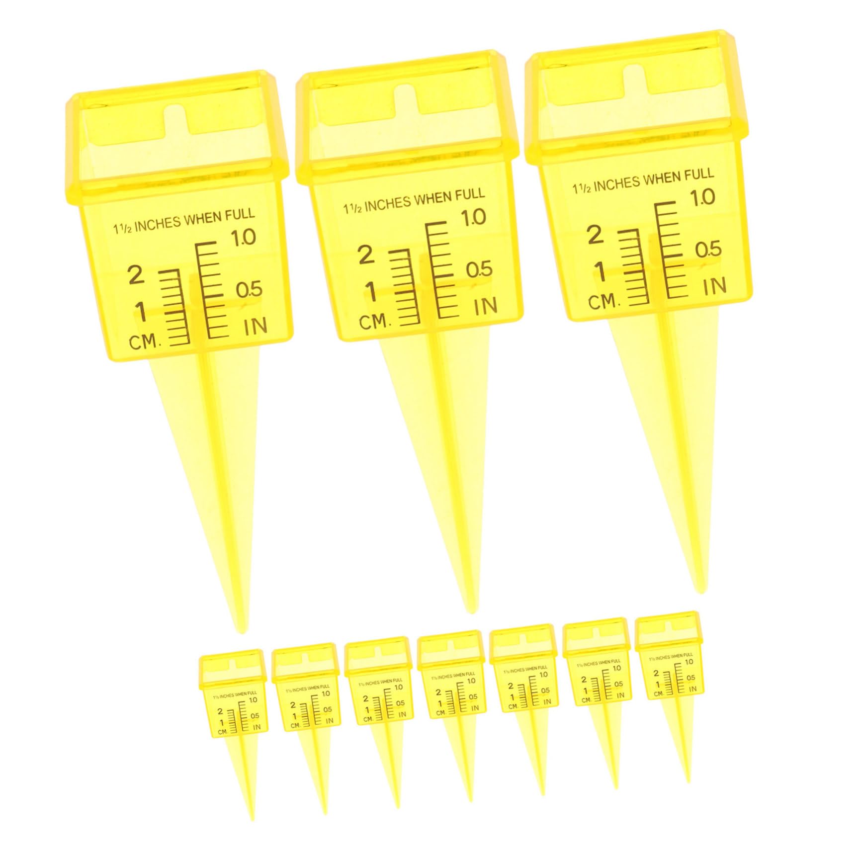 Alasum 20 Pezzi Pluviometro per Prato e Giardino in Plastica Giallo da 1,5 Pollici, Strumento Portatile per Misurazione Acqua Irrigatore, per Cortile e Uso Esterno