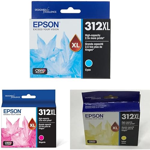 Epson T312 Claria Photo HD -Tinta Cian de Alta Capacidad -Cartucho y T312 Claria Photo HD -Tinta Magenta de Alta Capacidad -Cartucho y T312 Claria