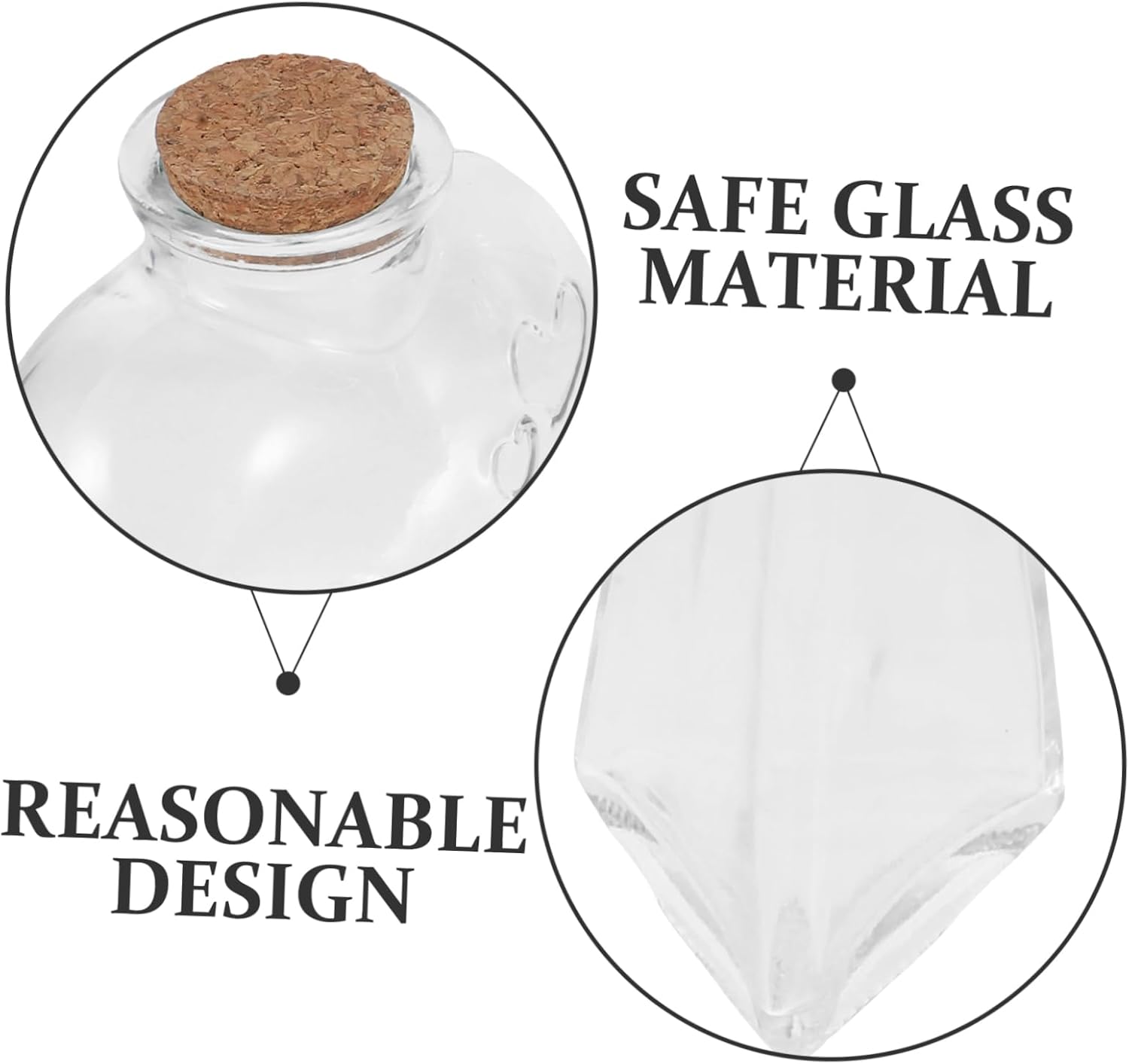 3Pcs Heart Shaped Glass Wishing Bottles Multi Functional Transparent Adornment for Sand Ceremony Decorative Keepsake Container Lightweight DIY Craft for Weddings and Events