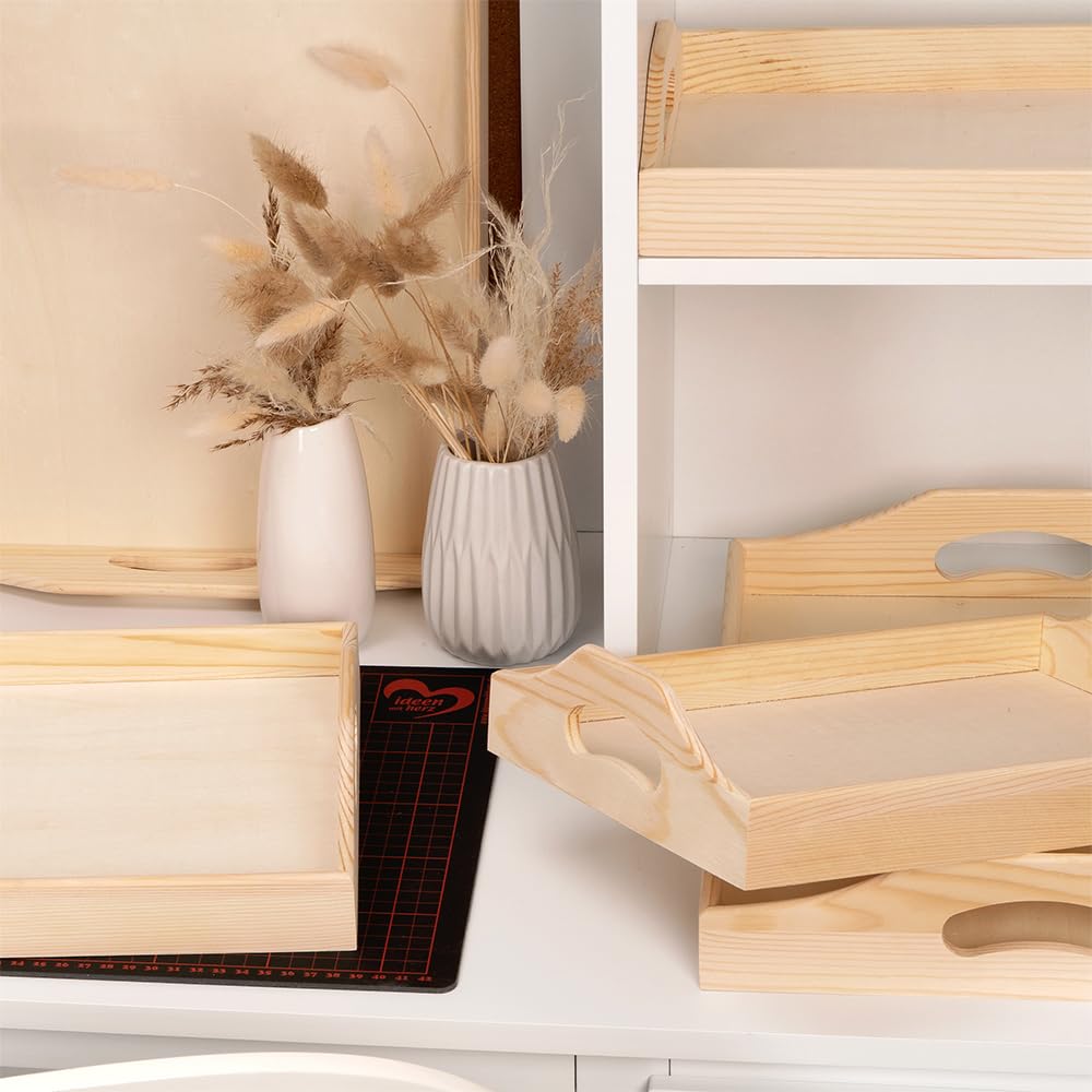 Ideen mit Herz Vassoi in legno | 5 pezzi in diverse dimensioni | vassoio da portata | decorazione da tavolo | decorazione | vassoio per decoupage | fai da te | artigianato | fai da te